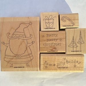 Stampin’ Up! JOLLY HOLIDAY Christmas rubber stamp set of 6